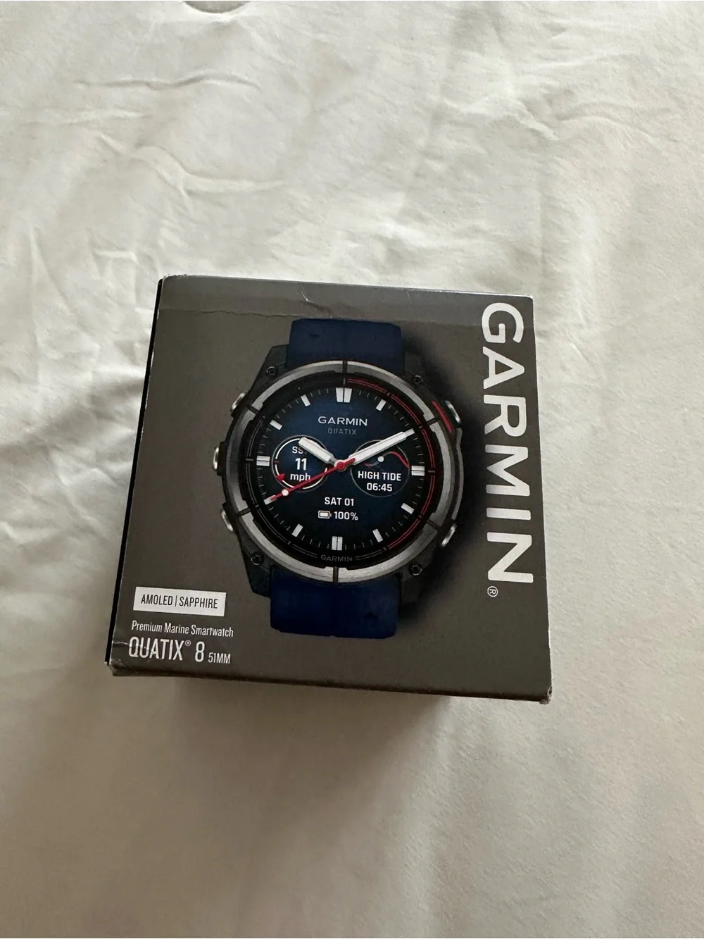 Garmin Quatix 8 Smartwatch with Blue Band and Black Case